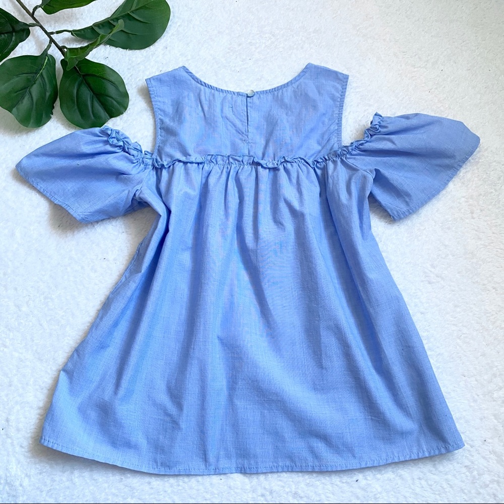 No Comment | cold shoulder ruffle chambray top - Picture 6 of 6